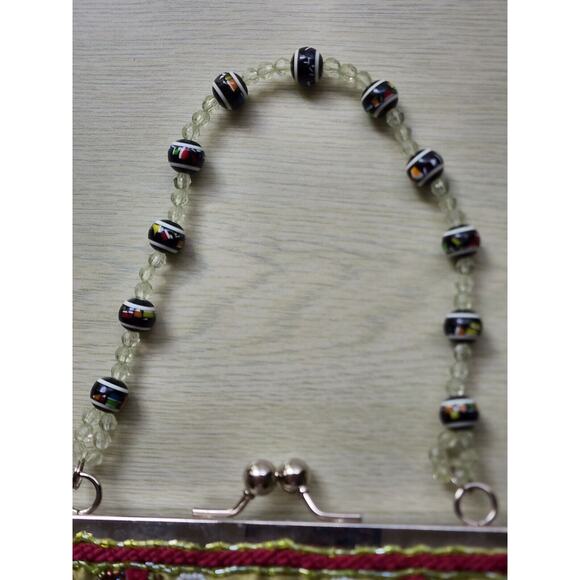 BEADED PURSE-Small-Beaded Handle-Green-Sequins-Evening Bag-Bling-Unique - Picture 7 of 16